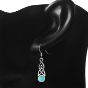 Turquoise Celtic Trinity Knot Silver Earrings - e381h